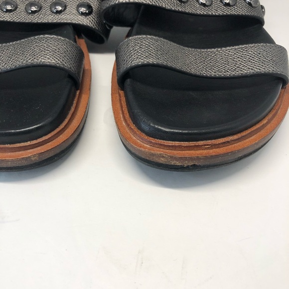 Coach Women's Dannie Gunmetal Metallic Studded Sandals Size 8B - Picture 6 of 8